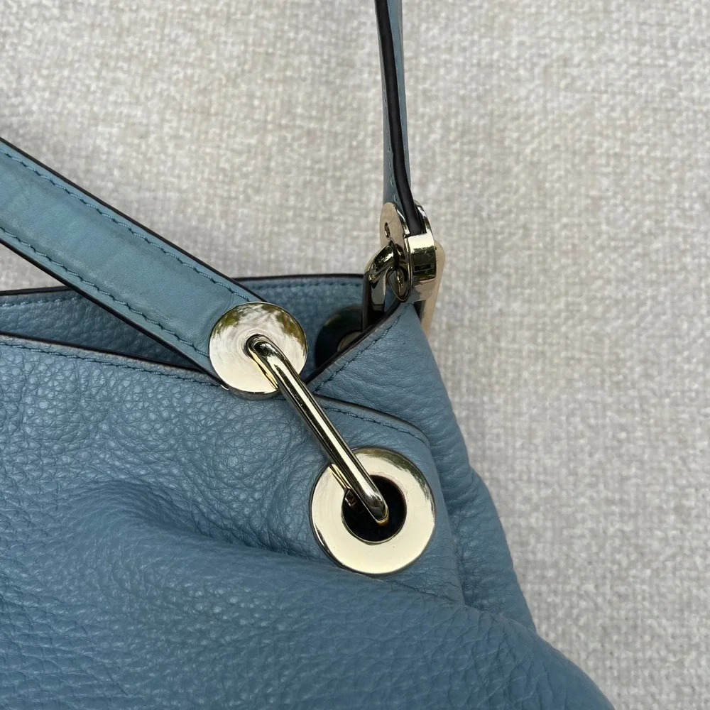 Michael Kors Raven Light Blue Pebbled Leather Shoulder Bag 30T8TRXE3L